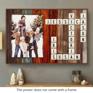 Affiche personnalisée avec photo, cœur plein d'amour, maison pleine de famille - Affiche horizontale personnalisée pour la famille - Cadeau de Noël pour les membres de la famille