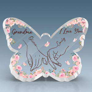 Les sacrifices silencieux reflètent un amour sans fin - Plaque acrylique personnalisée en forme de papillon pour la famille - Cadeau pour maman, grand-mère