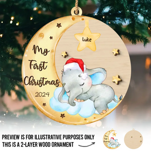 Mon premier Noël - Décoration de Noël en bois personnalisée à 2 couches - Cadeau de Noël pour bébé, enfant et nouveau-né