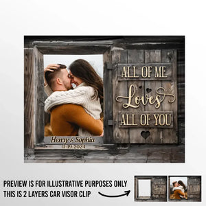 Photo personnalisée « Je t'aime de tout mon cœur » - Clip de pare-soleil de voiture personnalisé pour couple - Cadeau pour mari et femme, anniversaire