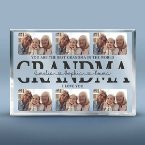Photo personnalisée « Vous êtes la meilleure grand-mère du monde » - Plaque rectangulaire en acrylique personnalisée pour la famille - Cadeau pour maman et grand-mère