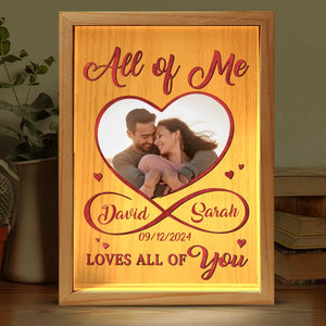 Cadre photo personnalisé « Tout de moi, tout de toi » - Boîte lumineuse personnalisée pour couple - Cadeau pour mari et femme, anniversaire