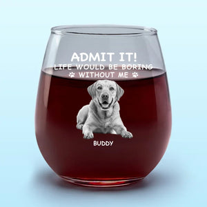 Photo personnalisée : Mon animal et mon vin font que tout va bien ! Verre à vin personnalisé pour chien et chat ! Cadeau pour les propriétaires et les amoureux des animaux.