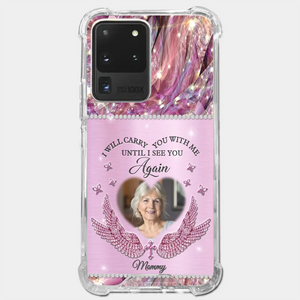 Photo personnalisée « Je porterai toujours maman avec moi » – Étui de téléphone transparent personnalisé commémoratif – Cadeau de condoléances pour les membres de la famille
