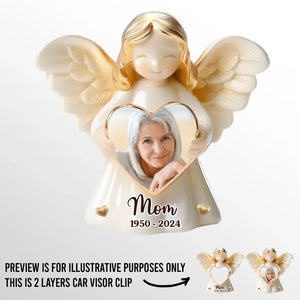 Photo personnalisée à la mémoire d'une âme tendre - Clip de pare-soleil de voiture personnalisé commémoratif - Cadeau de condoléances pour les membres de la famille