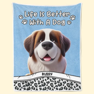 Le bonheur, c'est un nez mouillé et une queue qui remue ! - Couverture personnalisée pour chien - Cadeau pour les propriétaires et les amoureux des animaux