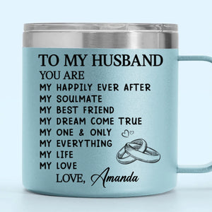 Mon âme sœur pour la vie - Gobelet personnalisé en acier inoxydable de 14 oz avec poignée - Cadeau pour mari et femme, anniversaire