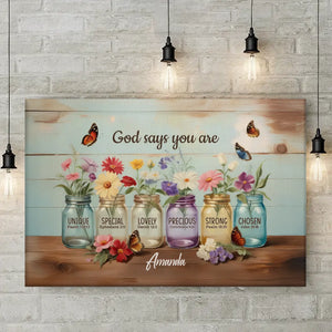 Dieu dit que vous êtes - Toile horizontale personnalisée pour la famille - Cadeau pour vous-même, vos meilleurs amis, vos frères et sœurs, les membres de votre famille