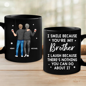 Le lien entre frères est indestructible et éternel - Mug noir personnalisé pour la famille - Cadeau pour les membres de la famille