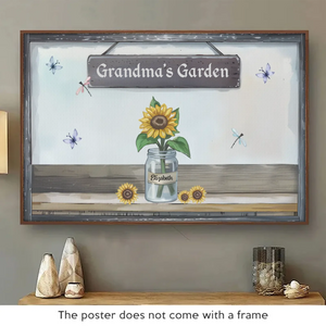 La beauté du jardin de grand-mère est enracinée dans son amour - Affiche horizontale personnalisée pour la famille - Cadeau pour maman, grand-mère