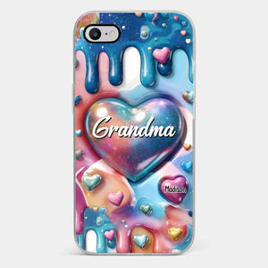 L'amour pour les petits-enfants remplit votre cœur à l'infini - Coque de téléphone transparente personnalisée avec effet gonflé en 3D - Cadeau pour maman, grand-mère