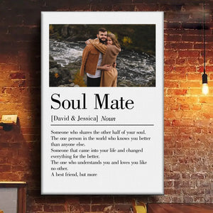 Photo personnalisée « Âmes sœurs, toujours » - Toile verticale personnalisée pour couple - Cadeau pour mari et femme, anniversaire