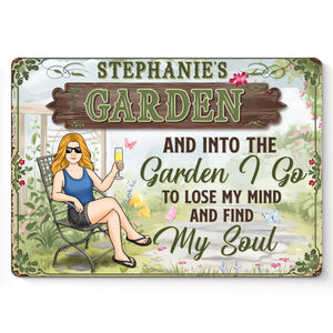 Dans le jardin, je calme mon esprit et libère mon âme - Plaque en métal personnalisée pour la décoration intérieure de la famille - Cadeau pour vous-même, vos meilleurs amis, vos frères et sœurs, les membres de votre famille