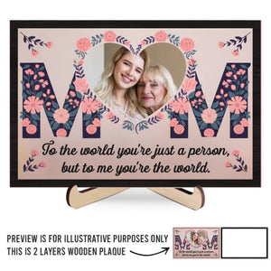 Photo personnalisée « Ma première maison, mon amour éternel » – Plaque en bois personnalisée à 2 couches avec support – Cadeau pour maman et fille