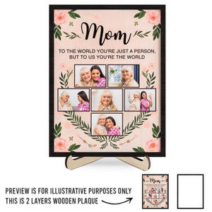 Photo personnalisée Tu es mon cœur, ma force, mon tout - Plaque en bois personnalisée à 2 couches avec support - Cadeau pour maman, fille
