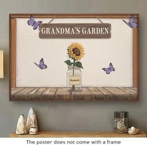 Elle plante des graines d'amour et regarde sa famille s'épanouir - Affiche horizontale personnalisée pour la famille - Cadeau pour maman, grand-mère