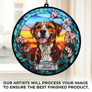 Photo personnalisée d'un fidèle compagnon, toujours regretté - Ornement attrape-soleil personnalisé à suspendre à une fenêtre - Cadeau de condoléances pour les propriétaires et les amoureux des animaux