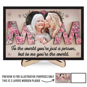 Photo personnalisée « Tu es le plus grand trésor de mon cœur » - Plaque en bois personnalisée à 2 couches avec support - Cadeau pour maman et fille