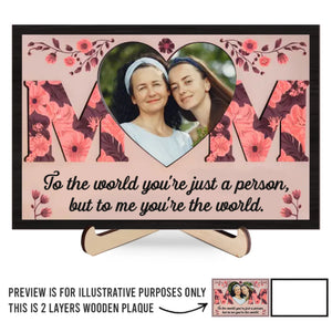 Photo personnalisée « Le lien que nous partageons est mon plus beau cadeau » - Plaque en bois personnalisée à 2 couches avec support pour famille - Cadeau pour maman et fille