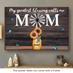 Tu rends mon monde plus lumineux - Affiche horizontale personnalisée pour la famille - Fête des Mères, cadeau pour maman, grand-mère