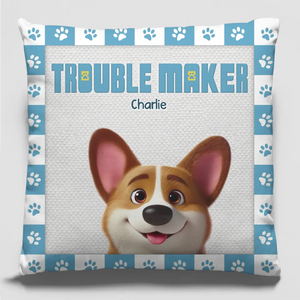Coussin personnalisé « Mignon mais coupable » pour chien et chat – Cadeau pour propriétaires et amoureux des animaux
