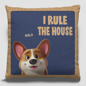 Pattes en l'air, nous régnons sur la maison - Coussin personnalisé pour chien et chat - Cadeau pour propriétaires et amoureux des animaux