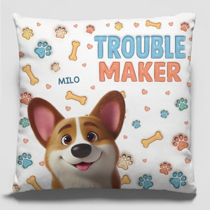 Coussin gonflable 3D personnalisé pour chien et chat : « Désordre maintenant, câlins plus tard » – Cadeau pour propriétaires et amoureux des animaux