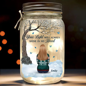 Wherever You Are, You Will Always Be In My Heart - Memorial Personalized Custom Mason Jar Light - Sympathy Gift, Christmas Gift For Family Members