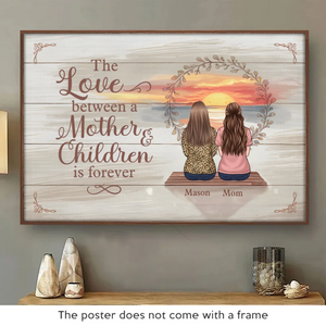 L'amour entre une mère et ses enfants est éternel - Affiche horizontale personnalisée pour la famille - Cadeau pour maman