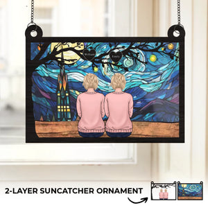 Un Noël à la maison, c'est la famille à vos côtés ! Attrape-soleil personnalisé pour fenêtre ! Cadeau de Noël pour les membres de la famille