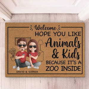 C'est un zoo à l'intérieur - Tapis décoratif personnalisé pour couple - Cadeau de pendaison de crémaillère pour mari et femme, anniversaire