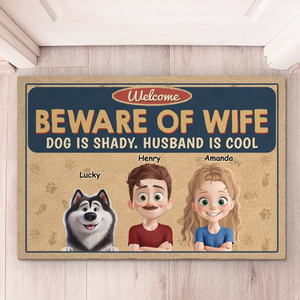 Soyez attentif à votre femme - Tapis décoratif personnalisé pour couple - Cadeau de pendaison de crémaillère pour mari et femme, anniversaire, propriétaires d'animaux et amoureux des animaux