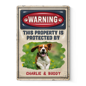 Photo personnalisée « Les intrus seront léchés » – Plaque en métal personnalisée avec effet gonflable 3D pour chien et chat – Cadeau de pendaison de crémaillère pour propriétaires et amoureux des animaux