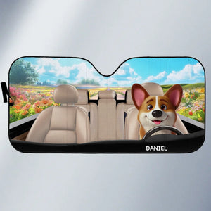 Pattes à bord, du plaisir en perspective ! Pare-soleil personnalisé pour pare-brise de voiture, protection pour vitres de voiture, cadeau pour propriétaires et amoureux des animaux.