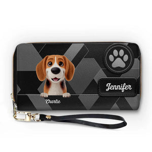 Mon cœur appartient à mon animal de compagnie - Portefeuille long en cuir personnalisé pour chien et chat - Cadeau pour propriétaires et amoureux des animaux