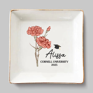 Blooming Into Success - Plat à bijoux personnalisé pour la famille - Cadeau de fin d'études pour les membres de la famille, les frères et sœurs
