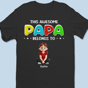 Ce papa génial m'appartient - T-shirt unisexe personnalisé pour la famille, T-shirt premium, sweat à capuche - Fête des pères, cadeau pour papa, grand-père