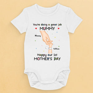 De ma petite main à ton grand cœur - Body bébé personnalisé en famille - Cadeau de fête des mères, de baby shower, pour la première maman