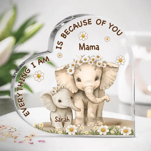 L'amour d'une mère ne finit jamais - Plaque acrylique personnalisée en forme de cœur pour la famille - Cadeau pour la fête des mères, maman, grand-mère