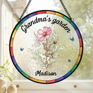 L'amour grandit, une fleur à la fois - Attrape-soleil personnalisé pour vitrail familial - Cadeau pour la fête des mères, maman, grand-mère