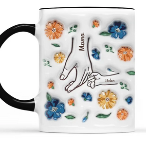 Maman tient nos cœurs ensemble - Mug personnalisé 3D effet gonflé imprimé pour la famille - Nouveauté, fête des mères, cadeau pour maman, grand-mère