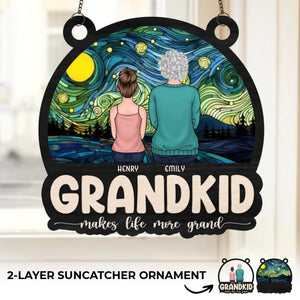 Mon univers est fait de petits-enfants - Ornement attrape-soleil personnalisé à suspendre à la fenêtre - Fête des Mères, cadeau pour maman, grand-mère