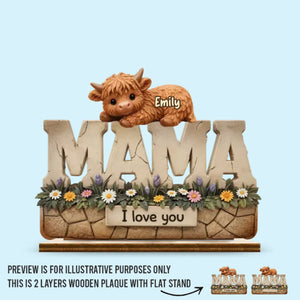 Moo-Made With Love - Plaque en bois personnalisée à 2 couches avec support plat - Cadeau de pendaison de crémaillère pour la fête des Mères