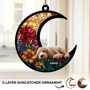 Ma lune, ma mémoire, mon amour - Ornement attrape-soleil personnalisé à suspendre à une fenêtre - Cadeau de condoléances pour les propriétaires et les amoureux des animaux