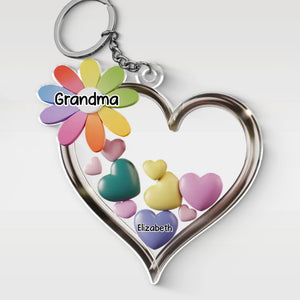 Ensemble dans le cœur de grand-mère - Porte-clés personnalisé en acrylique de forme personnalisée pour la famille - Fête des mères, cadeau pour maman, grand-mère