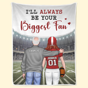 Je serai toujours votre plus grand fan - Couverture personnalisée pour la famille - Cadeau pour les membres de la famille, les amateurs de sport, les joueurs de sport