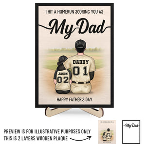 Notre entraîneur, notre héros, notre père - Plaque en bois personnalisée à 2 couches avec support - Fête des pères, cadeau pour papa, amateurs de sport, joueurs de sport