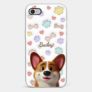 Coque de téléphone transparente personnalisée avec motif « Quatre pattes, un cœur » et effet gonflable en 3D pour chien – Cadeau pour les propriétaires et les amoureux des animaux