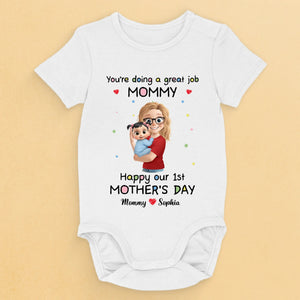 Être ta maman est mon travail à temps plein préféré - Body bébé personnalisé en famille - Cadeau de fête des mères, de baby shower, pour la première maman