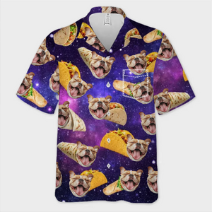 T-shirt hawaïen tropical unisexe personnalisé avec photo « Just A Taco Dog With Dreams » pour chien et chat - Cadeau idéal pour les vacances d'été, les amoureux des animaux et les voyageurs.